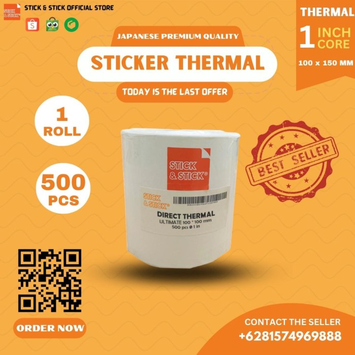 

[New] Label Sticker Thermal Barcode 100x150 mm 500 pcs Core 1 inch