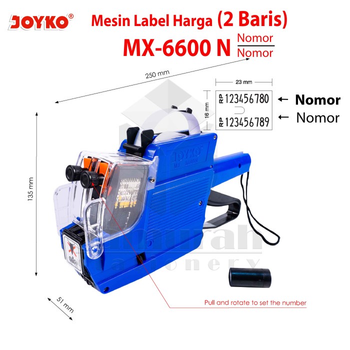 

Alat Label Harga Joyko MX-6600A 2 Baris / Tag Price Labeller 2 Line - MX6600N(Nomor)