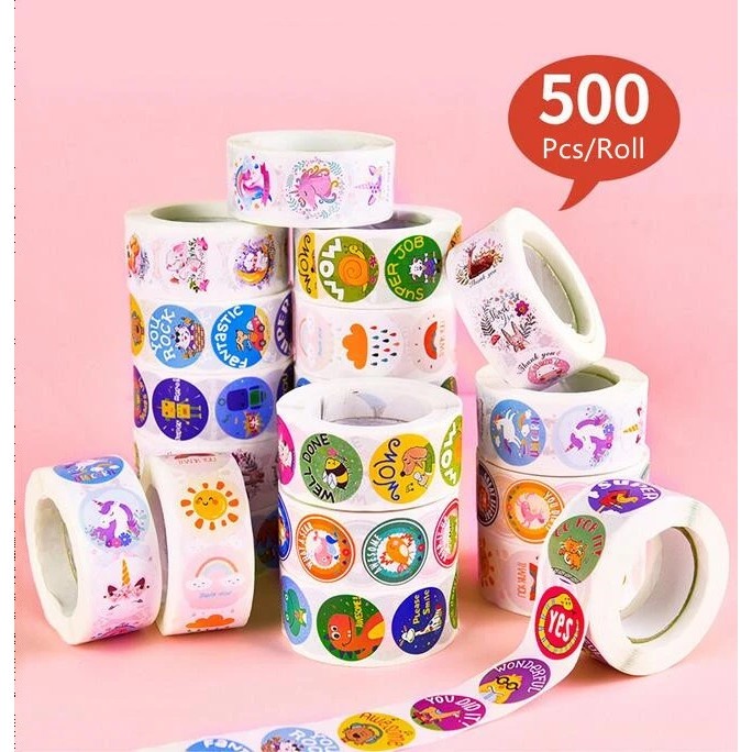 

Sticker Roll 500pcs Tempelan Bulat Hiasan Botol Minum