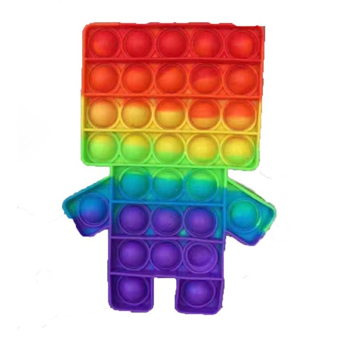 Mainan pop it murah popit Pop Its Square rainbow multicolor Fidget - Random