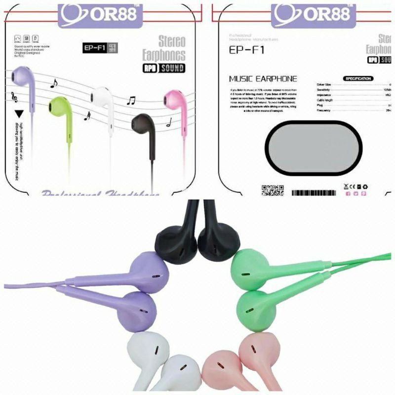 henset Headset Handsfree Macaron U19 F1 F3 Full Colors Extra Bass