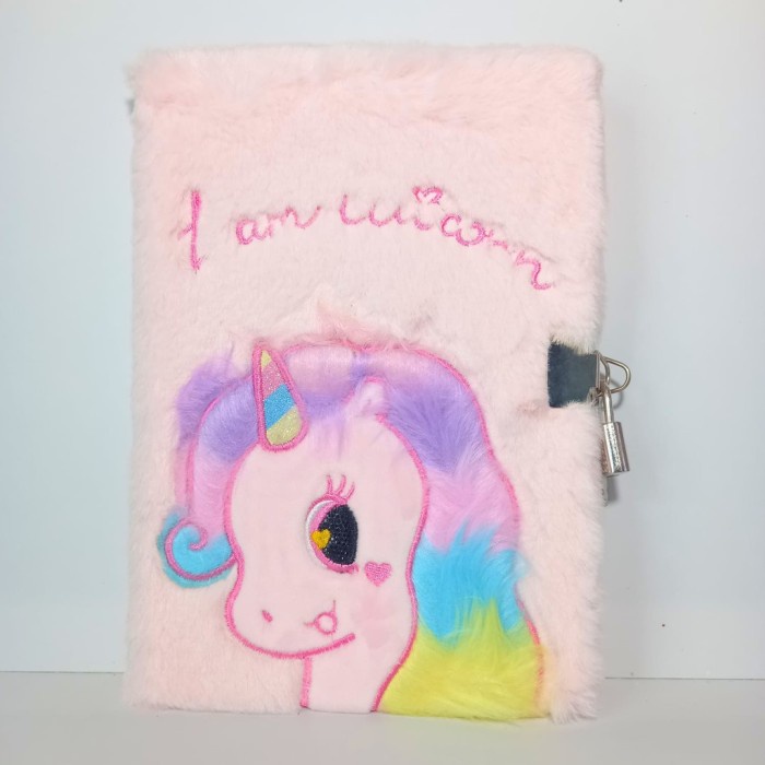 

larva_mart1 [Bisa COD] Buku bulu notebook unicorn lucu buku diary anak perempuan - Buku UniLOCK Pi