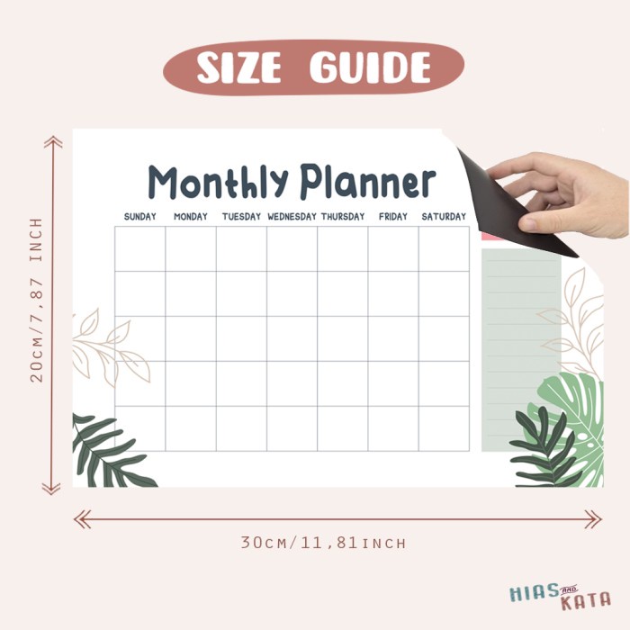 

magnetic monthly planner magnet planner tropical free 1 pcs spidol - 20x30cm