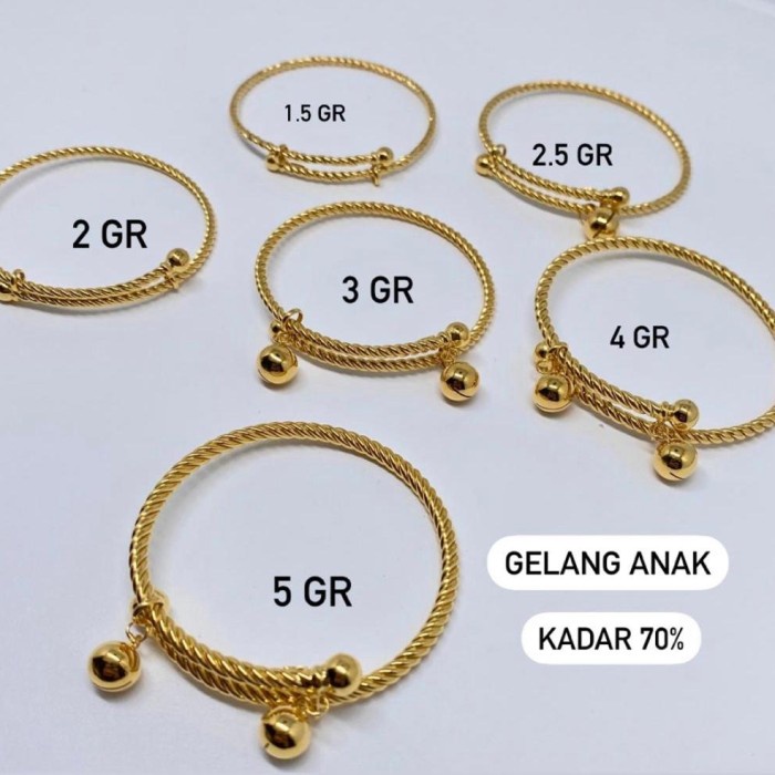 NEW PROMO Gelang Bayi Emas Asli Kadar 700 700% 16K SHB Hadiah Kado Lahiran Anak - +- 1,5gr