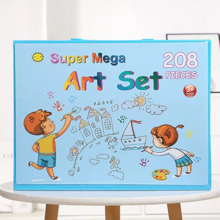 

[Best Seller] AVEN Crayon Art Set 208 pcs Pensil Warna Alat Lukis Gambar Untuk Anak - BIRU