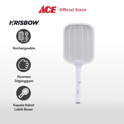 KRISBOW RAKET NYAMUK RECHARGEABLE - PUTIH PENGUSIR SERANGGA RAKET PEMBASMI NYAMUK ELEKTRIK INSECT