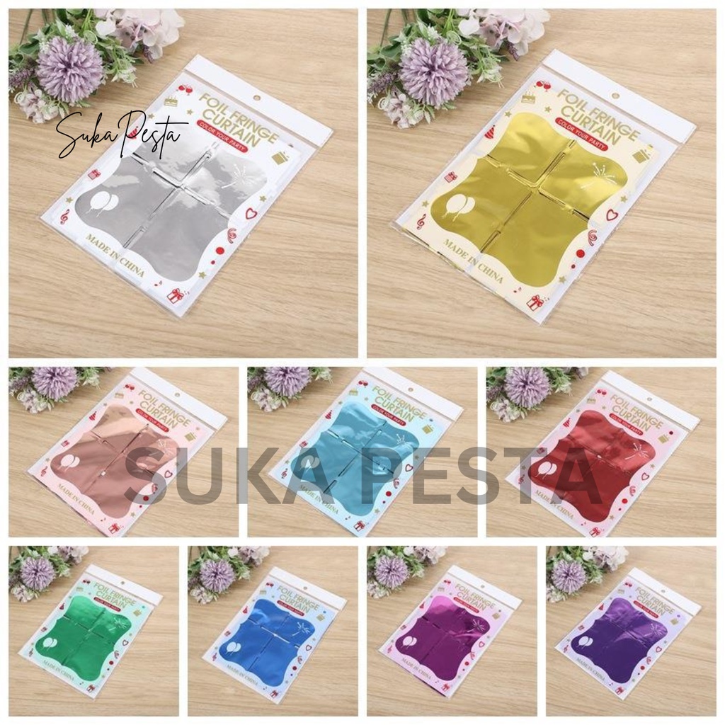 READY Tirai Foil Kotak / Tirai Metalik / Tirai Rumbai Ulang Tahun