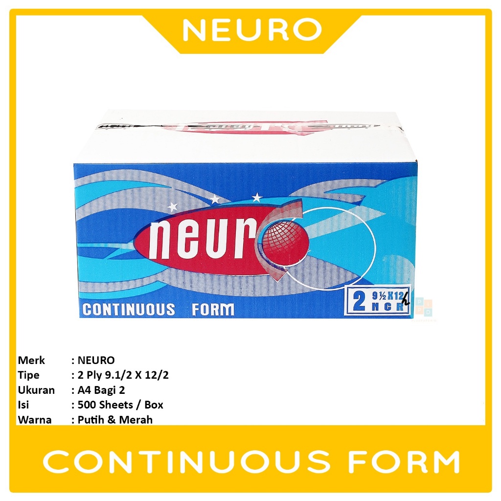 

NEURO - Continous Form 2 Ply 91/2 x 12/2 ( A4 dibagi 2 ) Ncr - Box