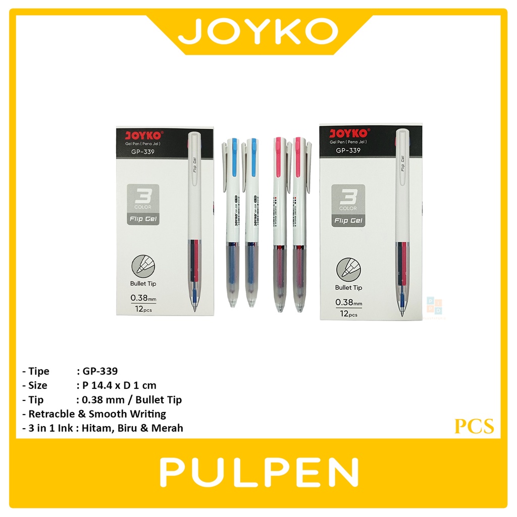 

JOYKO - Pulpen Gel GP-339 Flip Gel 9 3 Color - Pcs