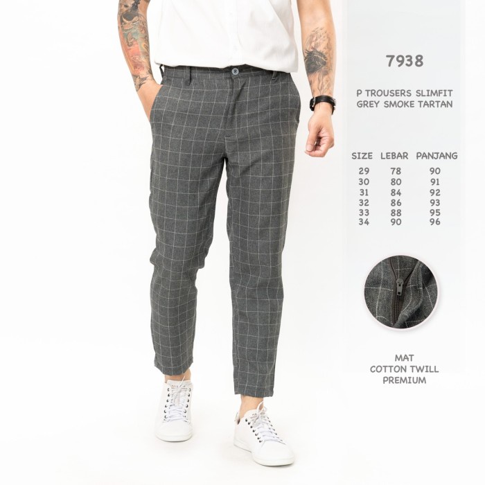 New Celana Panjang Pria / Celana Chino Motif Kotak-Kotak