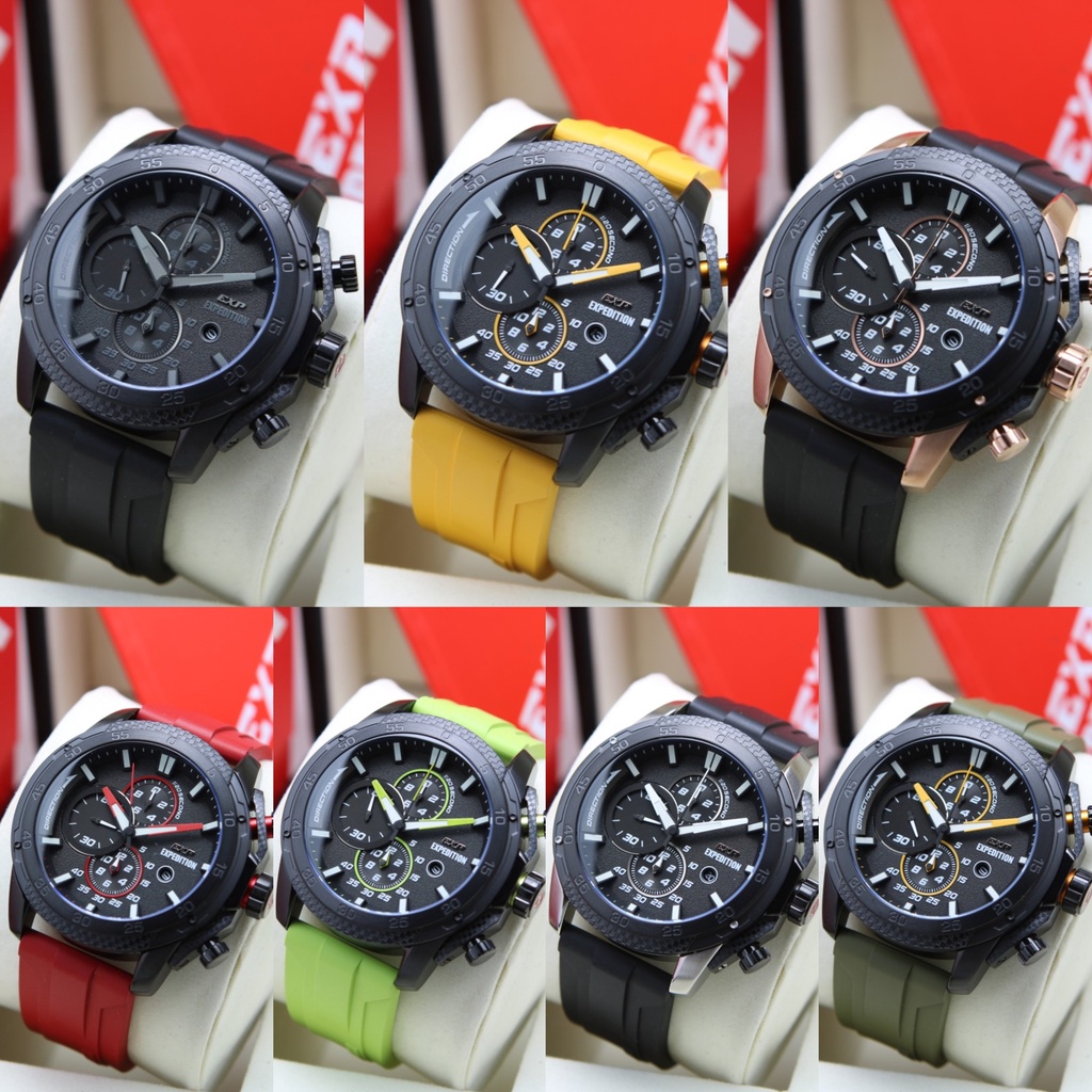 EXPEDITION 6810 EXP6810 RUBBER BLACK JAM TANGAN PRIA ORIGINAL ORI