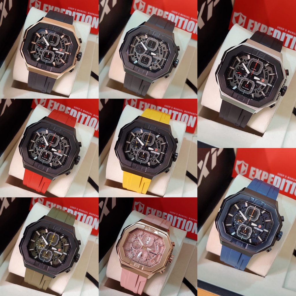 JAM TANGAN EXPEDITION 6813 E6813 RUBBER BLACK PRIA ORIGINAL ORI