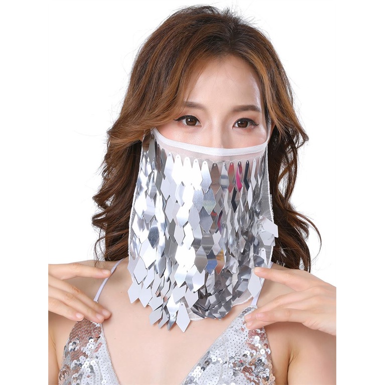 Belly dance veil sequins Indian dance clothing accessories Belly dance performance props Multicolor 