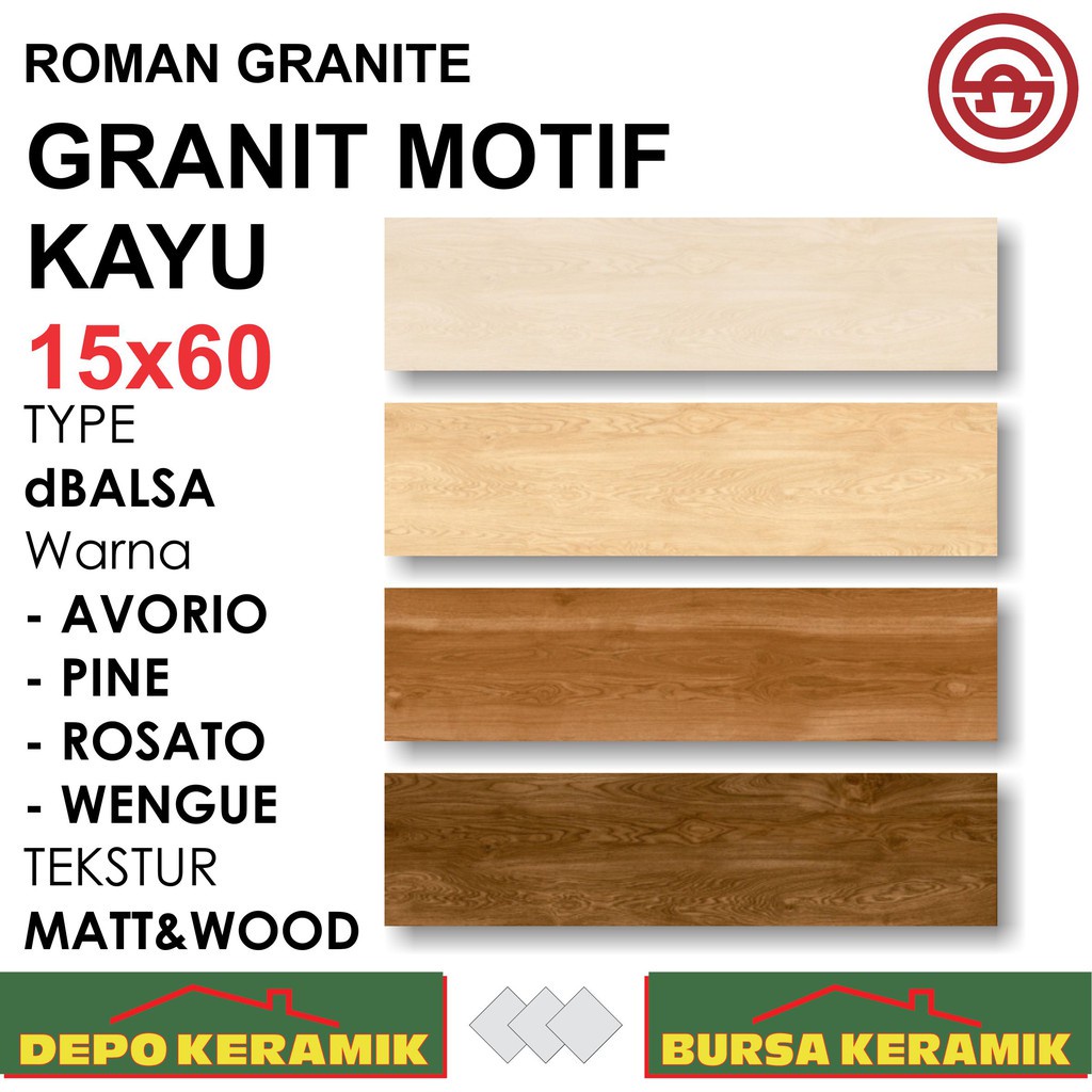 Granit Lantai Motif Kayu 15x60 dBALSA SERIES -ROMAN- wood&amp;matt