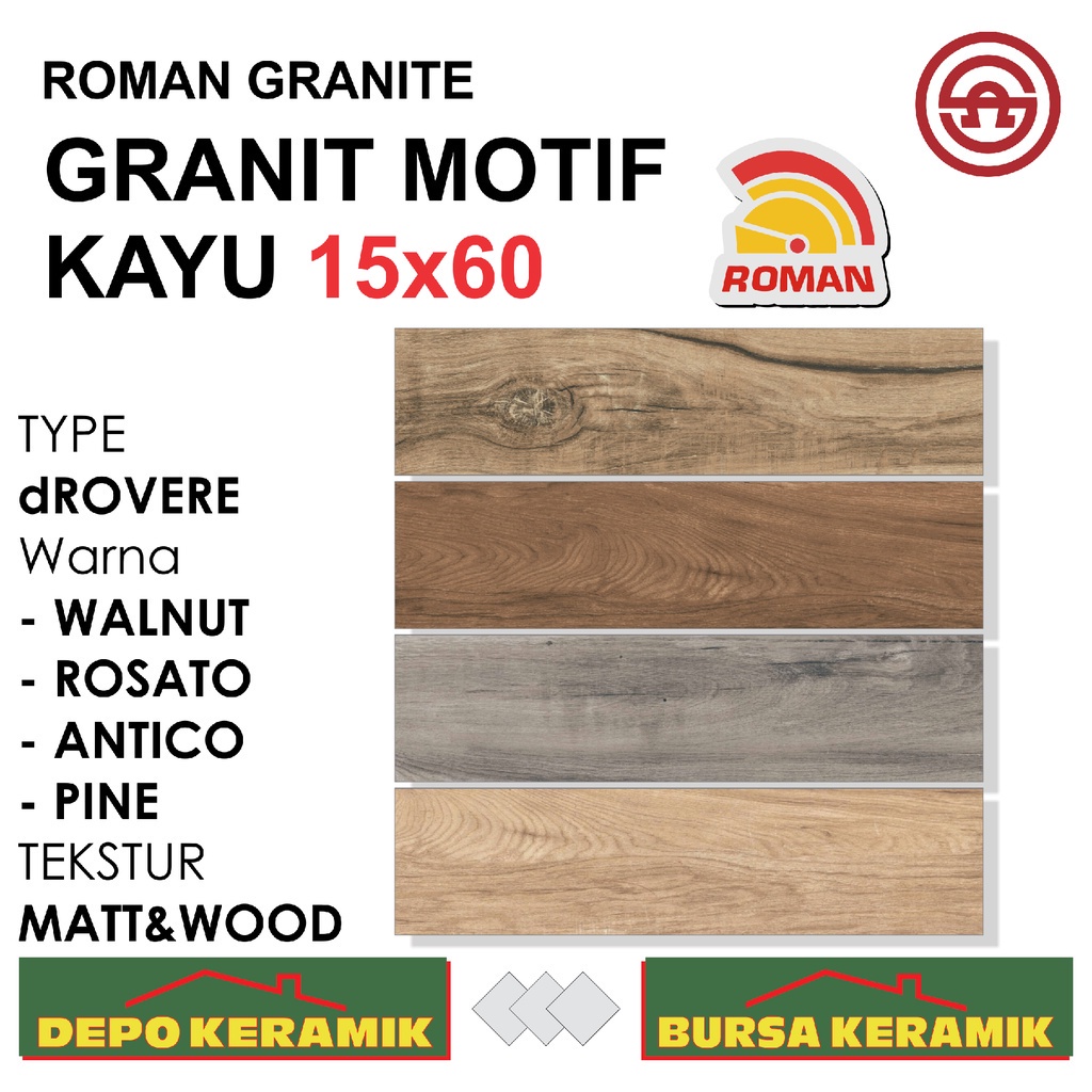 Granit Motif Kayu 15x60 dROVERE SERIES -ROMAN- Matt&amp;Wood