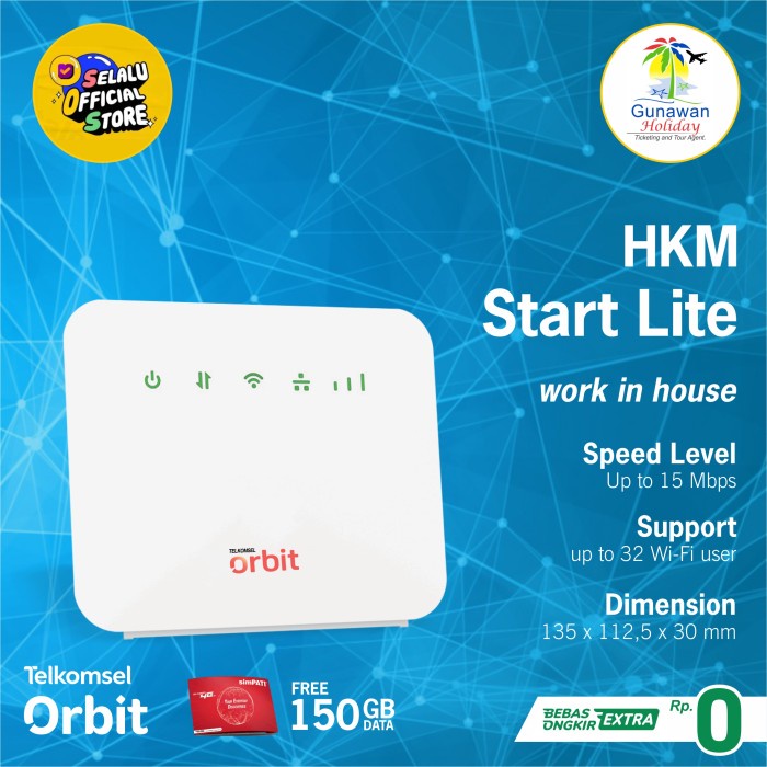 Telkomsel Orbit Star Lite Modem WiFi 4G High Speed Bonus Data 50GB - 4G