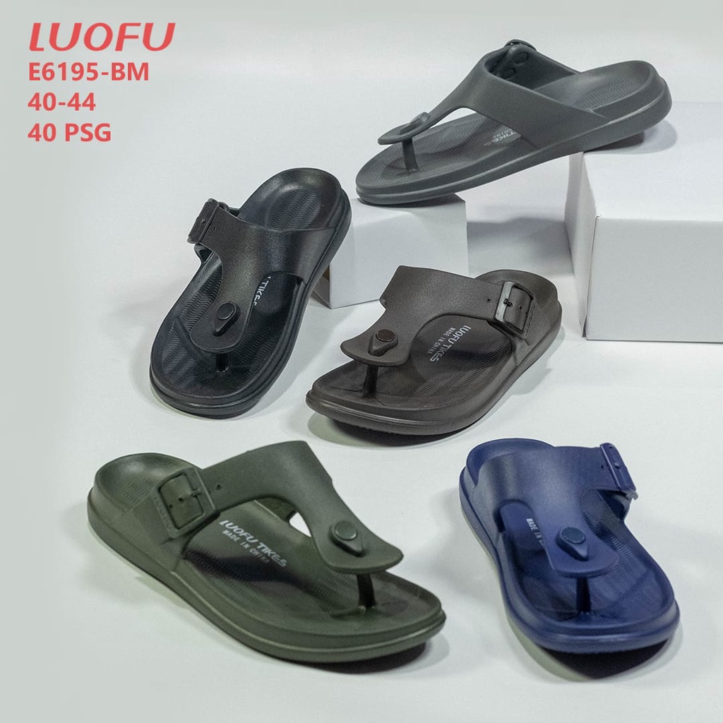 LUOFU E6195-BM Sandal Jepit Jelly Karet Eva Pria [ SANDAL LUOFU ORIGINAL IMPORT CHINA JELLY PREMIUM 