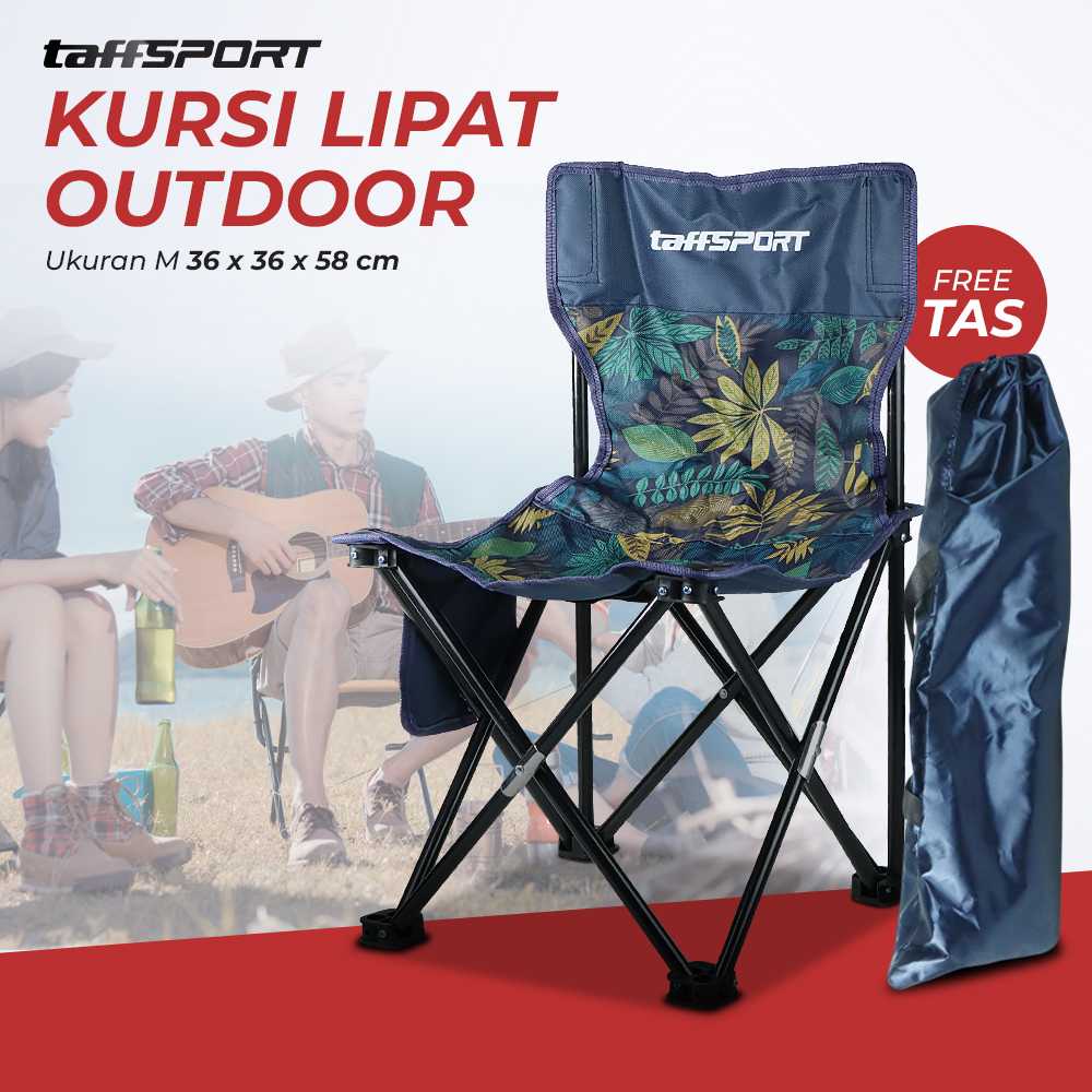 [COD] TaffSPORT Kursi Lipat Mancing Camping Foldable Chair with Pocket