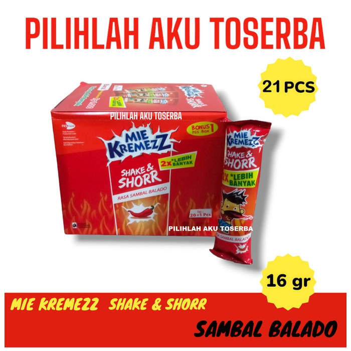 

Mie Kremezz Shake & SHORR Rasa SAMBAL BALADO BOX - ( HARGA 1 BOX )