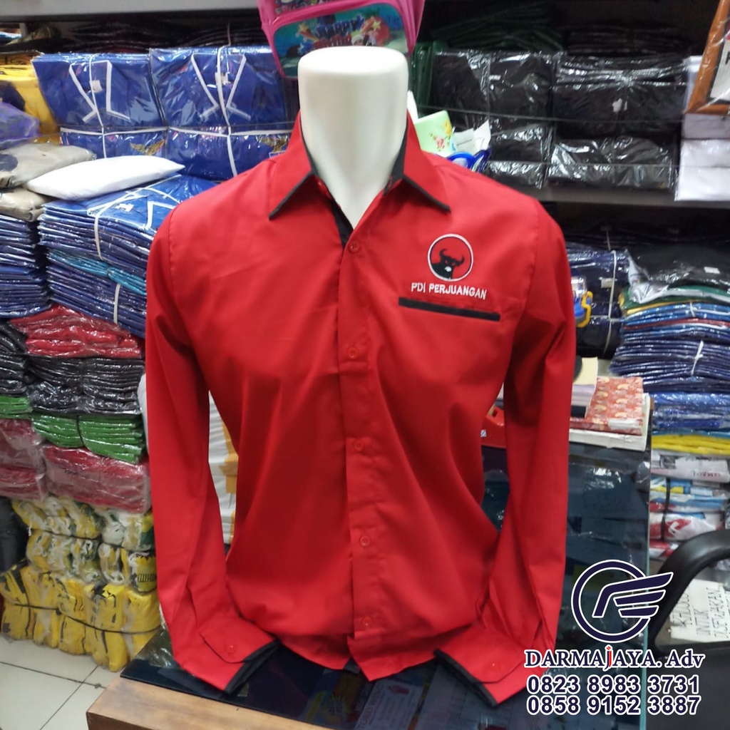kemeja partai pdi perjuangan lengan panjang
