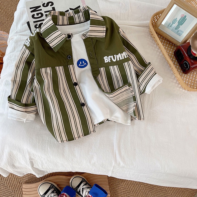 Kemeja Anak Laki Laki Import Kemeja Motif Garis Anak Cowok Impor Baju Anak Laki Lengan Panjang Garis