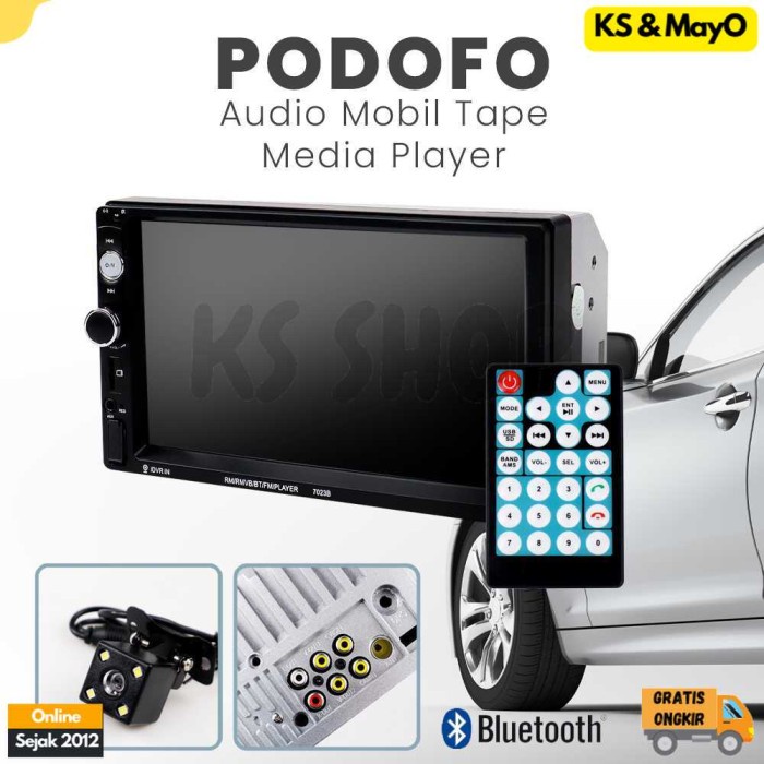 Head Unit Tape Audio Mobil Player MP5 Bluetooth Layar Sentuh 7 Inch