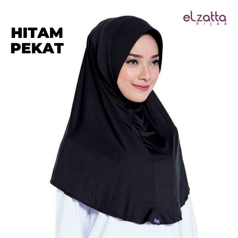 Bergo Elzatta Kerudung Hijab Jilbab Instant Sport Hitam Putih Polos Zaria Casual Elzatta