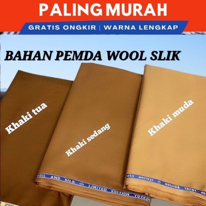 KAIN PEMDA KHAKI SUPER PREMIUM BAHAN/DASAR/KAIN WOOL SILK PREMIUM WARNA KHAKI PNS SERAGAM PEMDA BAHA