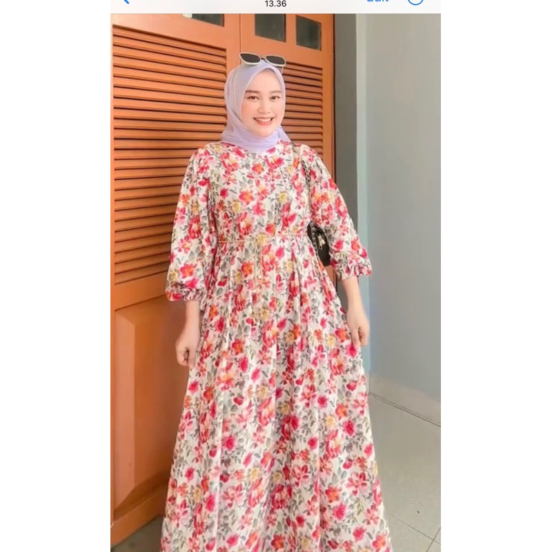 Gamis motif bunga rayon / Gamis rayon twill / Gamis Rayon Motif