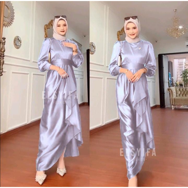 Gamis Polos Elegan Baju Bridesmide Simple Jusi Dress Kondangan Baju Lebaran Terbaru Gamis Jumbo Murah Polosan