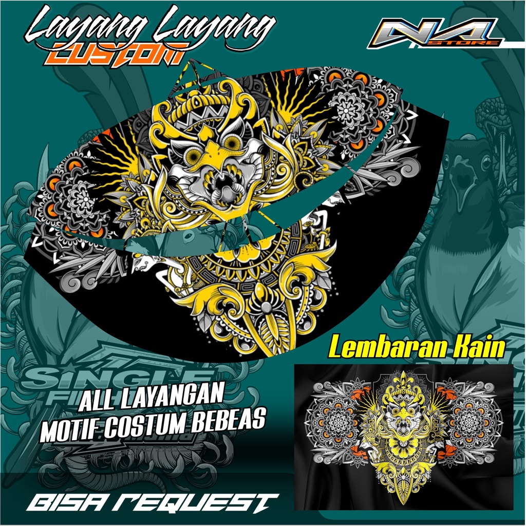 Sampul Kain Layangan Motif Custom Full Printing Bahan Satin Peles High Quality Bisa Request