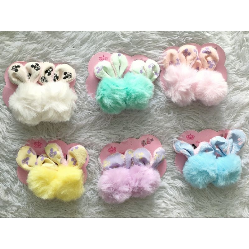 IWD Jepit Ikat Rambut Pompom untuk anak dan dewasa JR-P03 Jepitan Pasangan Lucu Model Telingan Kelin