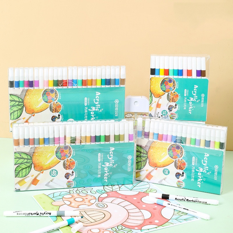 

1 SET 12 & 24 WARNA PEN ACRYLIC MARKER WATERPROOF SUMDGEPROOF BISA UNTUK LUKIS DI BAJU, SEPATU DLL