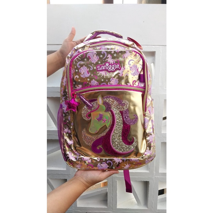 New Tas Ransel Smiggle Ori/Tas Ransel Smiggle SD Size Medium Backpack - unicorn gold