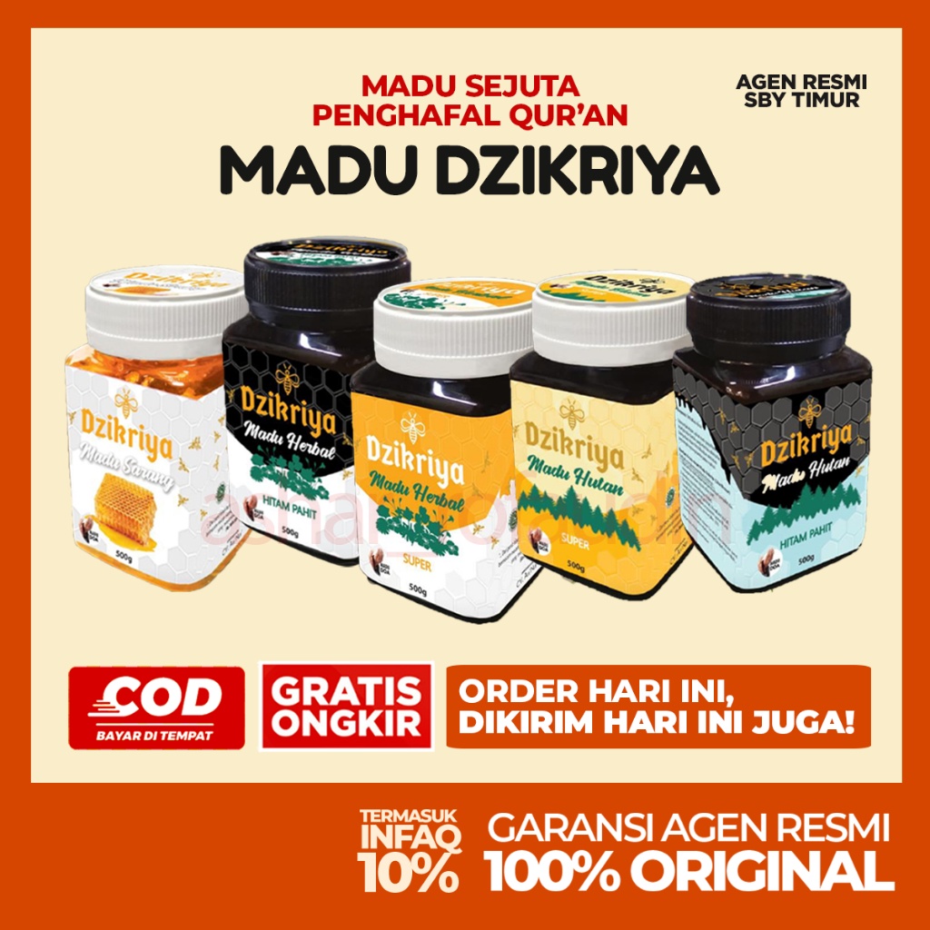 

Dzikriya Madu Herbal Hutan Super Hitam Manis Pahit Sarang Semua Varian 500GR Original ASLI