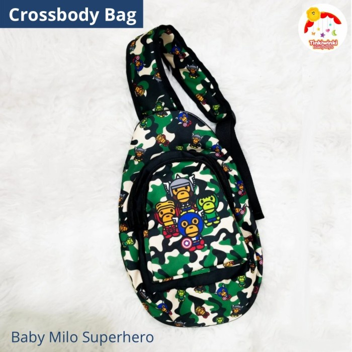 New CROSSBODY BAG OFF WHITE TAS selempang anak - milo superhero