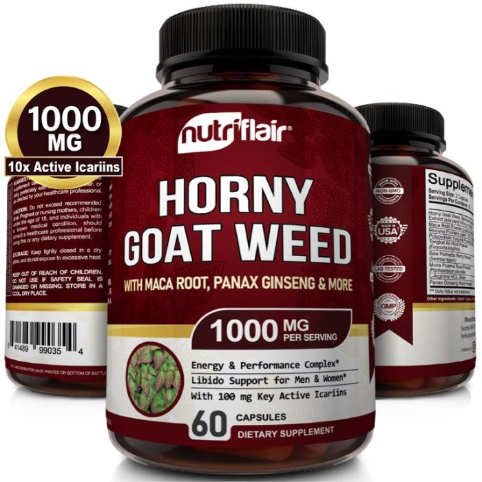 Nutriflair Horny Goat Weed 1000 mg with Maca Root Panax Ginseng