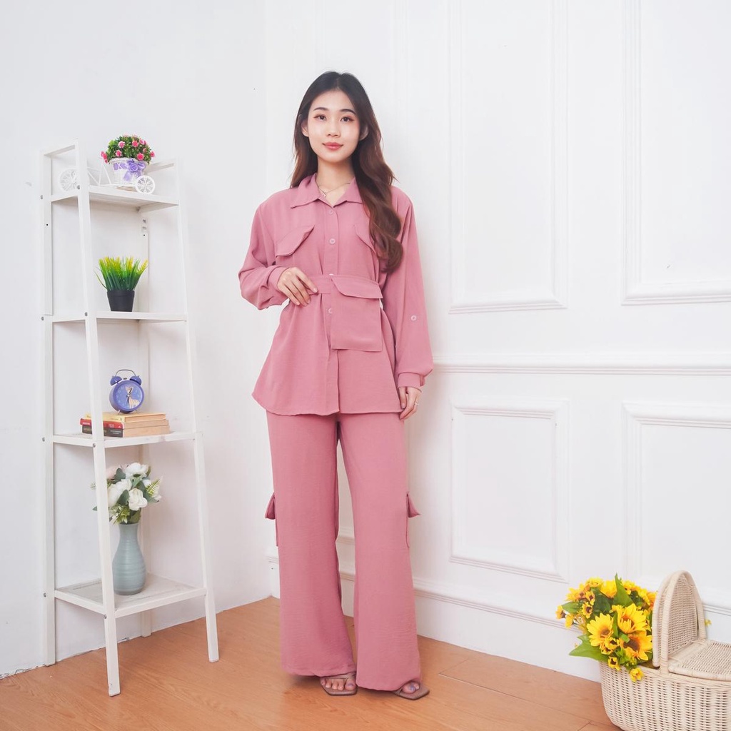 ROISA STORE - D - One Set  Novo Cringkle Airflow Wanita/ One Set Kekinian/ One Set 2023