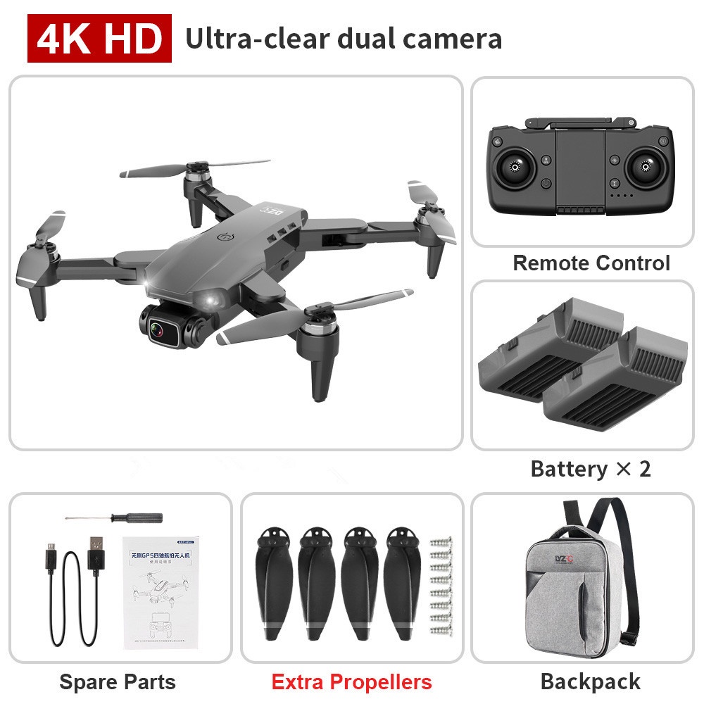 Nippy L900 PRO UPGRADED VERSION GPS Drone 4K Dual HD Kamera Dual Baterai RC Distance 1200M - BONUS B