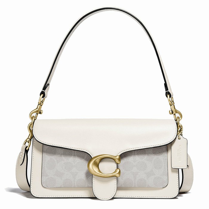 New Coach Tabby Shoulder Bag 26 Chalk Signature Canvas White