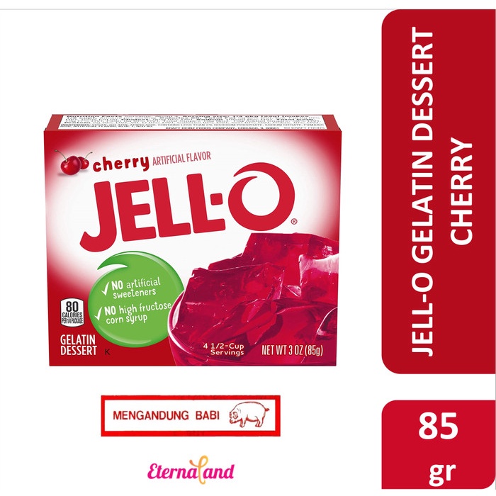 

Termurah [ Best Seller ] JELLO Gelatin Dessert - puding dan agar agar NON HALAL - Cherry