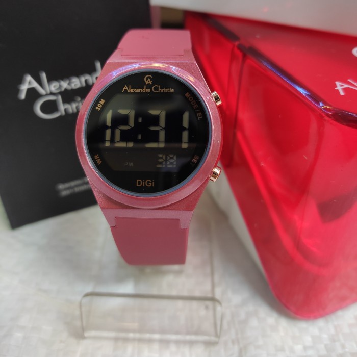 New Jam Wanita DIGITAL ORIGINAL Alexandre Christie Ac 9385 LH Rubber St - Red