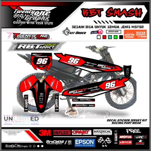 DECAL RBT suzuki Smash new Rr oldSTICKER TRAIL CUSTOM  bebek std gtx trabas stiker Modif BEBAS WARNA