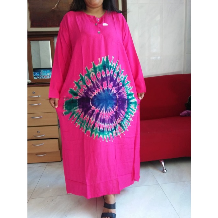 ✨LARIS✨-DASTER WANITA BAJU TIDUR JUMBO LENGAN PANJANG MURAH BATIK JUMBO ld 130 - Hitam