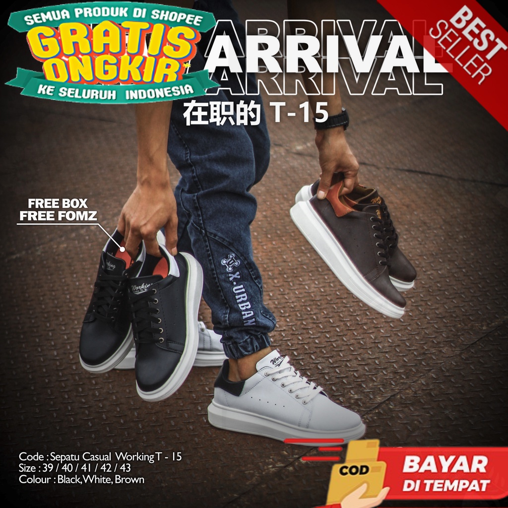 Sepatu Sneakers Working Running  Code T-15 Size 36 - 43 Import Asli Snekers Pria Sneaker Cowok Snike