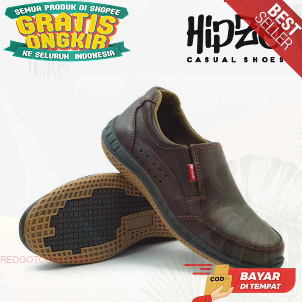Sepatu Merk Hipzo Pantofel Pria  M035 100% ORII Casual Slip On Kerja  ORI1 Import Kekinian Cowok Cew