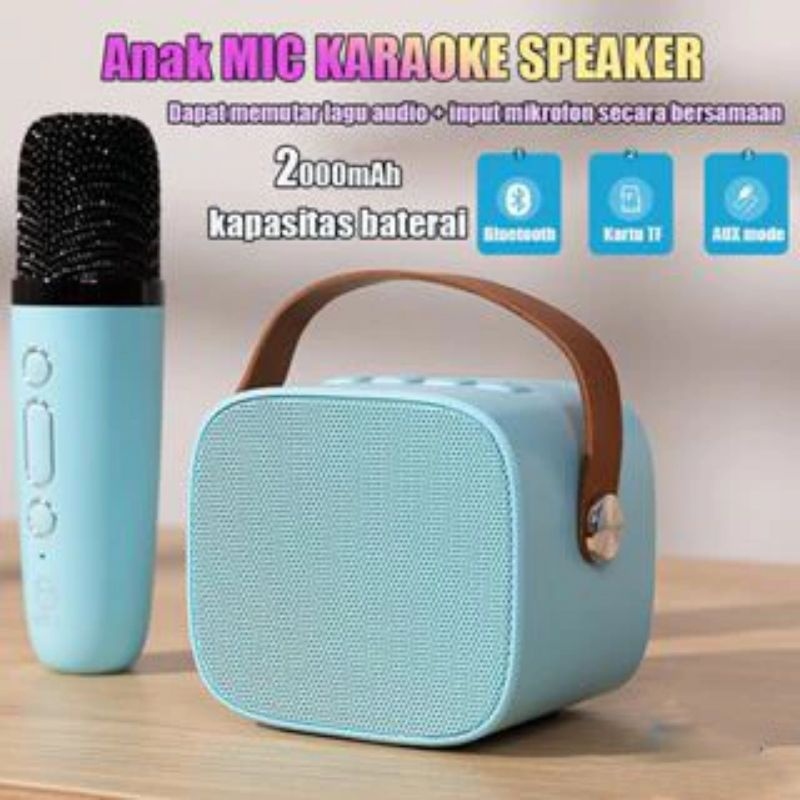 Speaker Bluetooth Fleco F-201 KTV Free Microphone Wireless Karaoke Music Box Mic Multi Fungsi Audio 