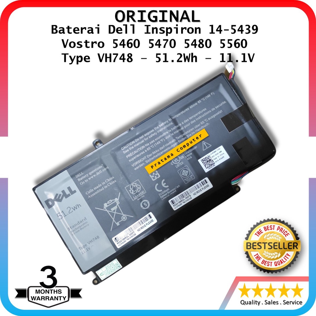 Baterai Dell Inspiron 14-5439 Vostro 5460 5470 5480 5560 VH748 ORI