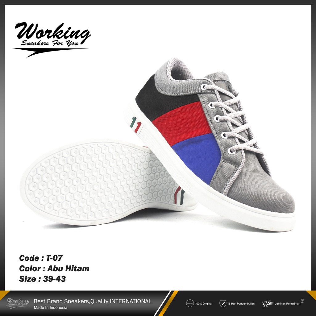 Sepatu Sneakers Working   T-07 Import Asli Snekers Pria Sneaker Cowok Snikers Kets Casual Kesual Lak