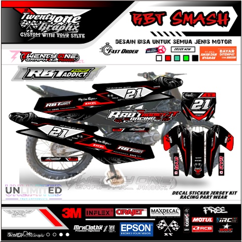 DECAL RBT Smash Trail suzuki STICKER TRAIL CUSTOM  bebek std gtx trabas stiker Modif BEBAS WARNA FUL
